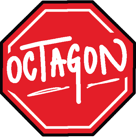 A red stop sign saying Octagon