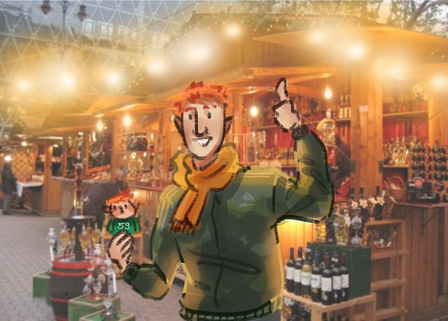 Screenshot redraw of Schofield and Blake at the hut. Schofield's black silhouette is stands in front of a fenster without a glass. Through the window, we see Blake roaming about outside.